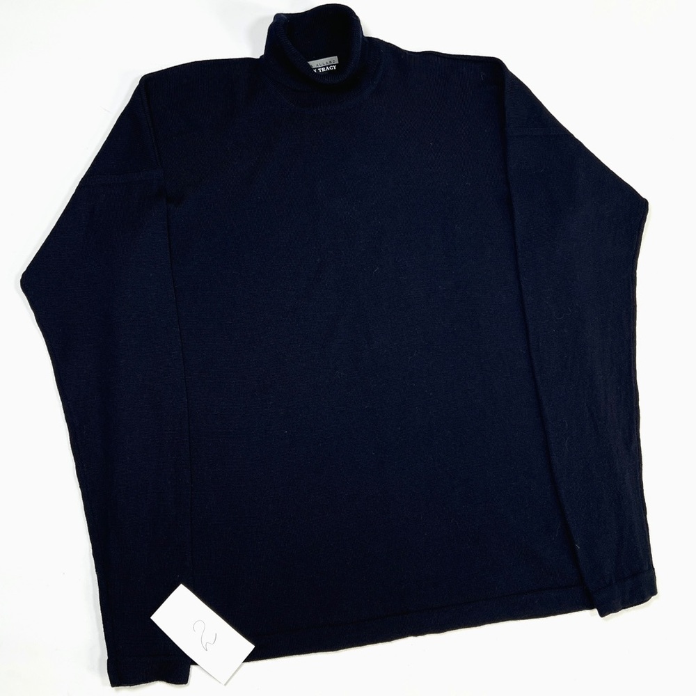 Ellen Tracy Womans Sweater Dark Blue Turtleneck Sweater 100% Wool